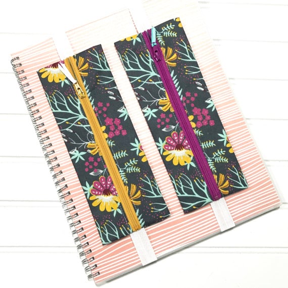 Image of Happy planner band, zipper pouch, Magenta garden planner band