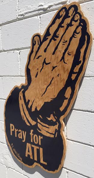 Jumbo Pray for ATL- Wood Finish | R. Land