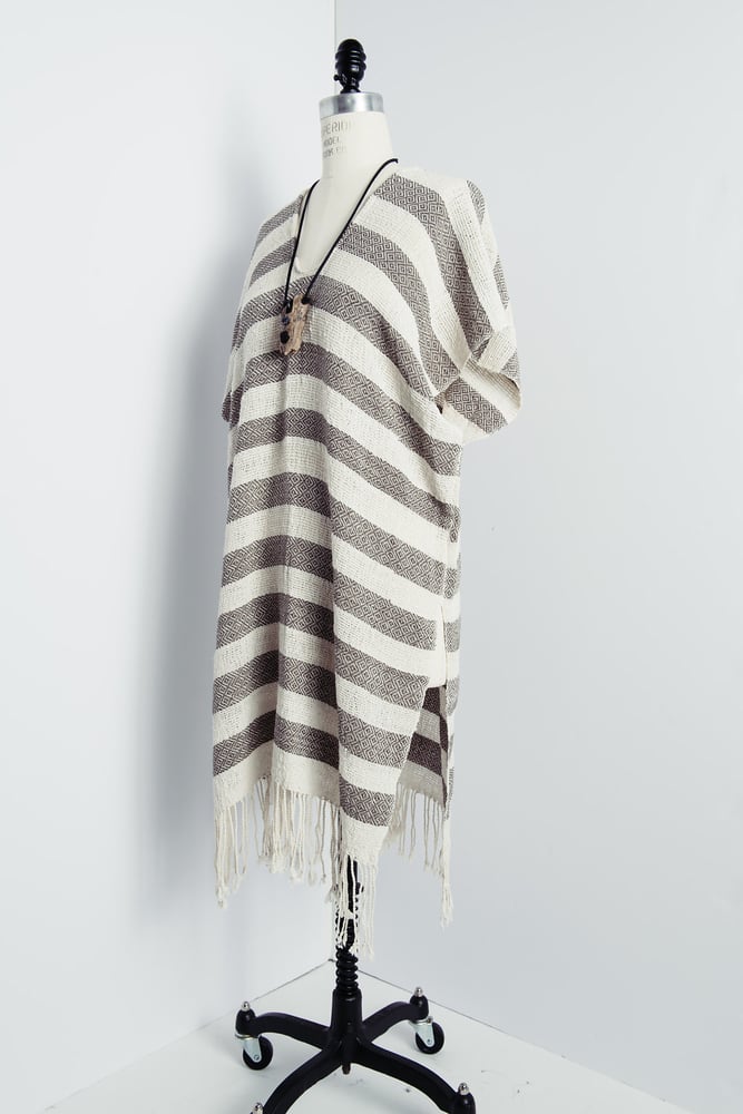 Image of Alpaca/Cotton Striped Poncho