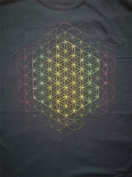 Image of Flower of Life Three Color Screen Printed Design