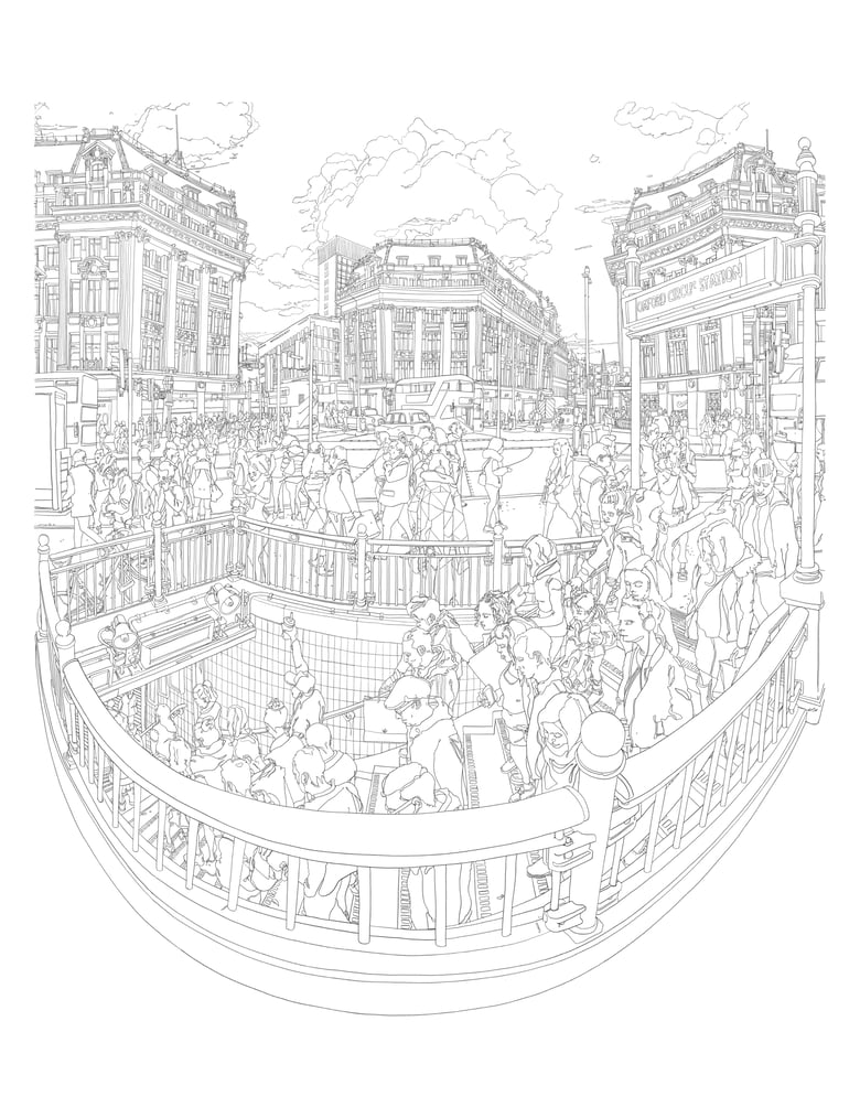 Image of Oxford Circus / Pencil drawing.