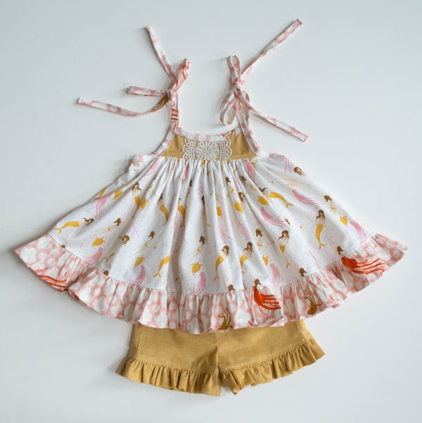 Image of Mermaid dreamer tunic tie top + shorts set