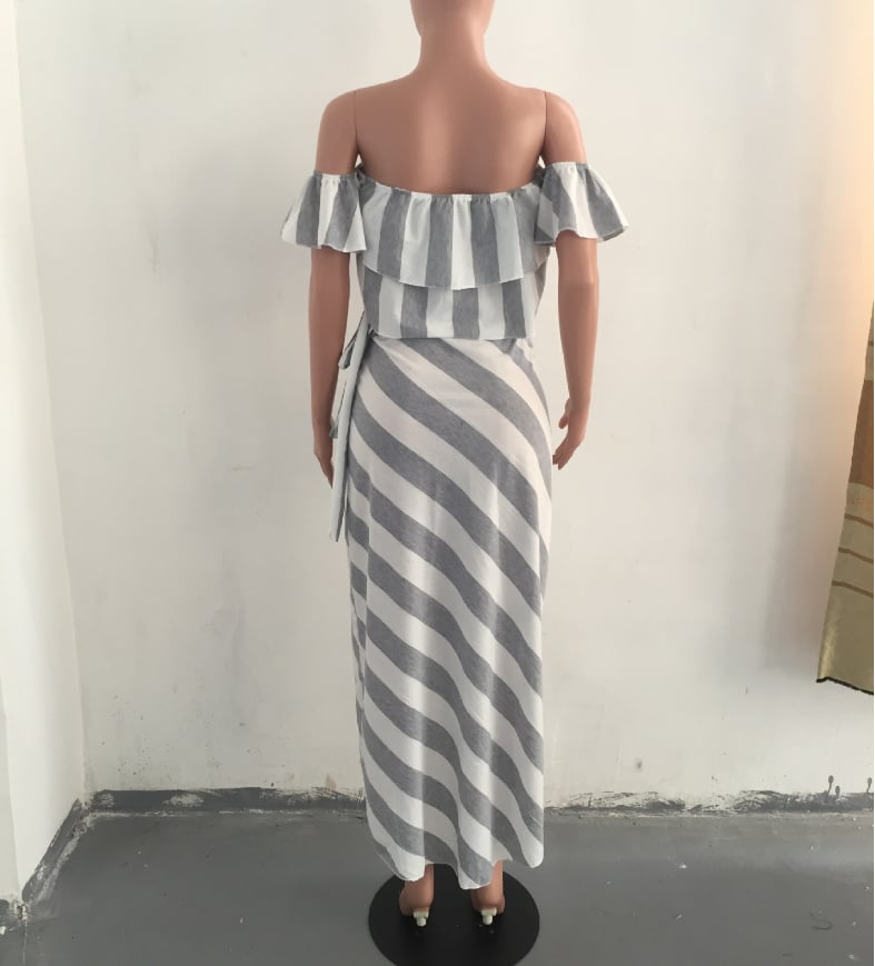 Image of Irregular stripe two-piece outfit