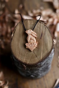 Image 2 of The Hare In the Oak Leafs Pendant Necklace 