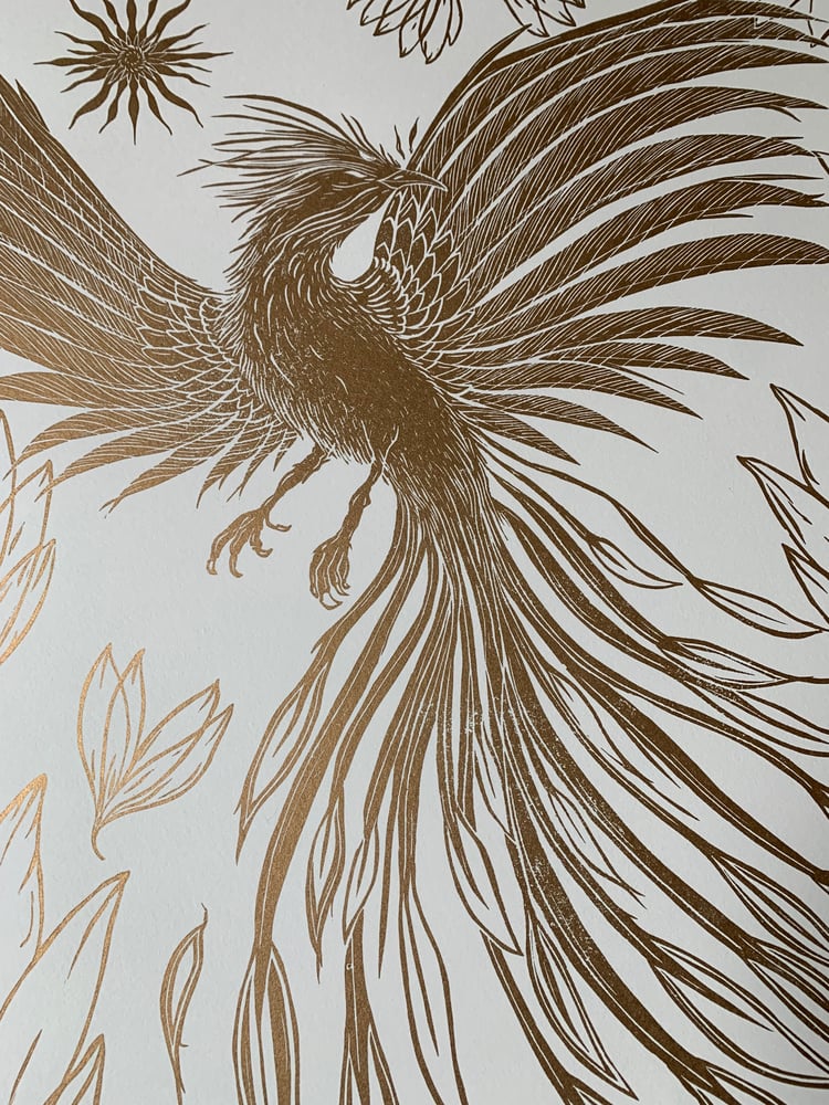 Image of Phoenix, Gold on Fabriano 
