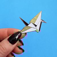 Image 1 of Origami Crane, enamel pin - 'Origaminals' - lapel pin