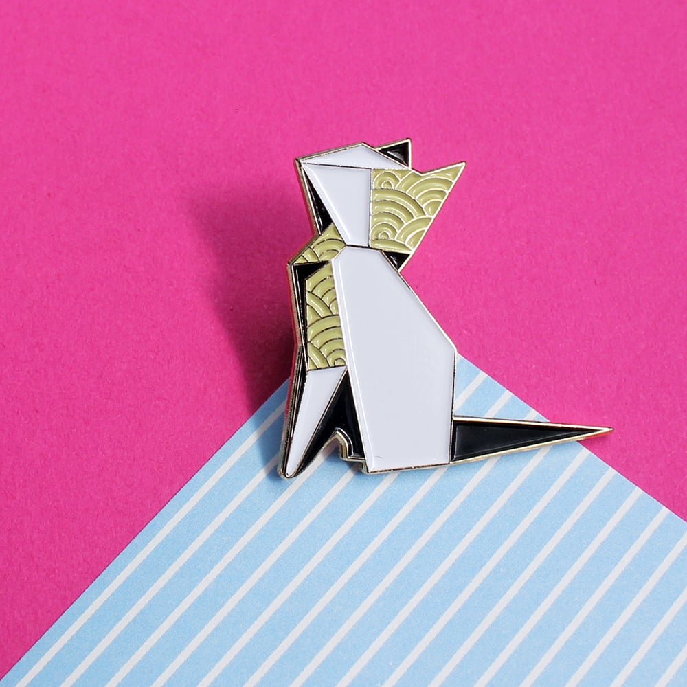 Image of Origami Cat, enamel pin - 'Origaminals' - lapel pin