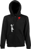 Image of Black Unisex Zip Hoodie - Banksy Red Balloon Girl