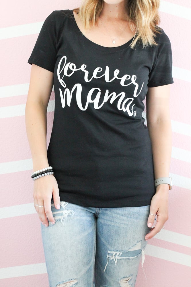 Image of Forever Mama-Black & White Scoop Neck Tee