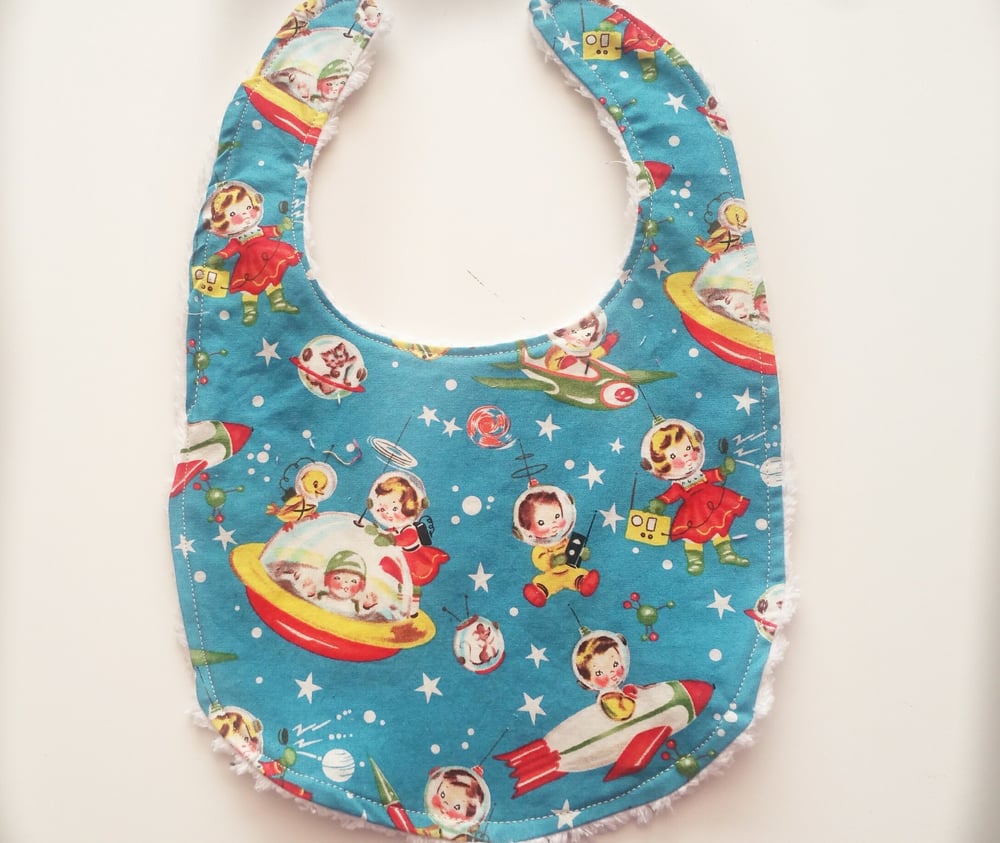 Image of Retro Space Bib with Chenille Backing