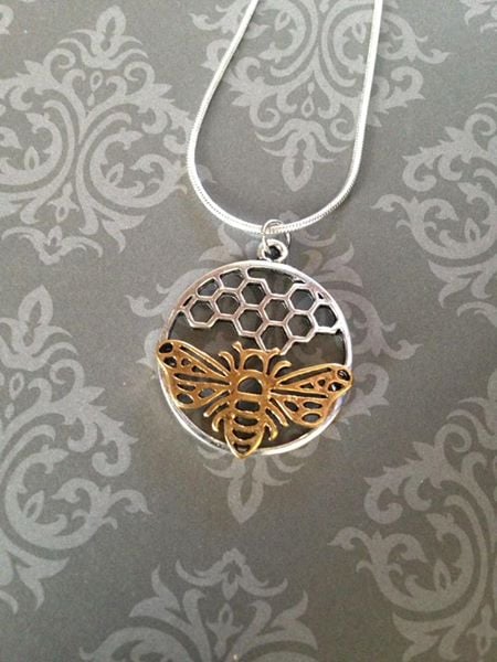 Image of Honeycomb Bee Pendant