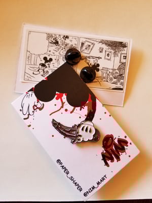 Image of Mickey mouse suicide .. Itchy Kills Scratchy Enamel Pins