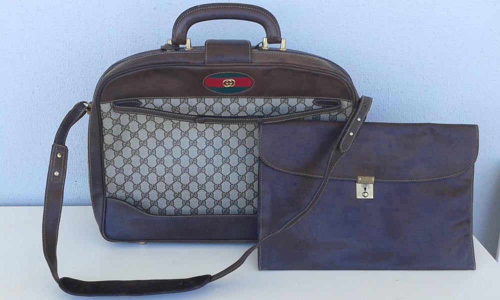 Image of Vintage Gucci travel bag / suitcase with portfolio