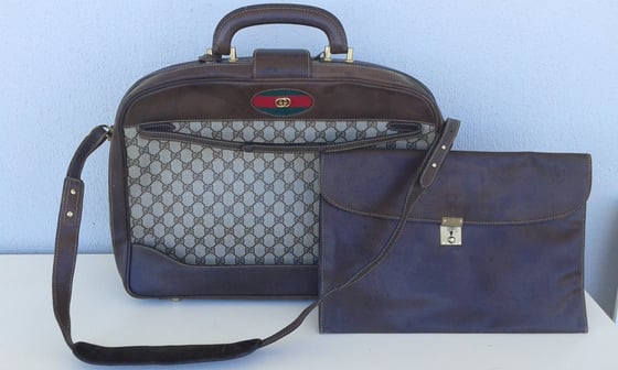 Image of Vintage Gucci travel bag / suitcase with portfolio
