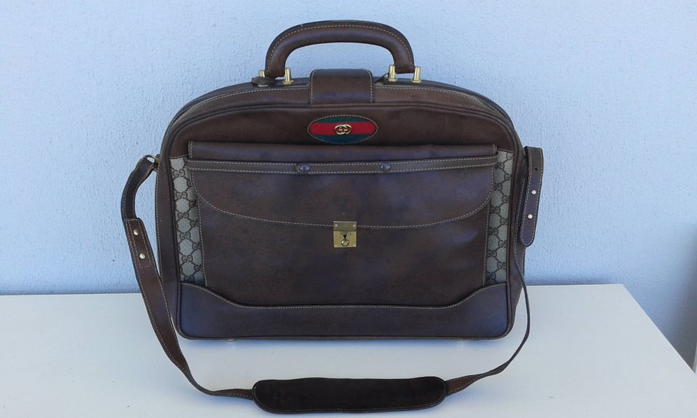 Image of Vintage Gucci travel bag / suitcase with portfolio