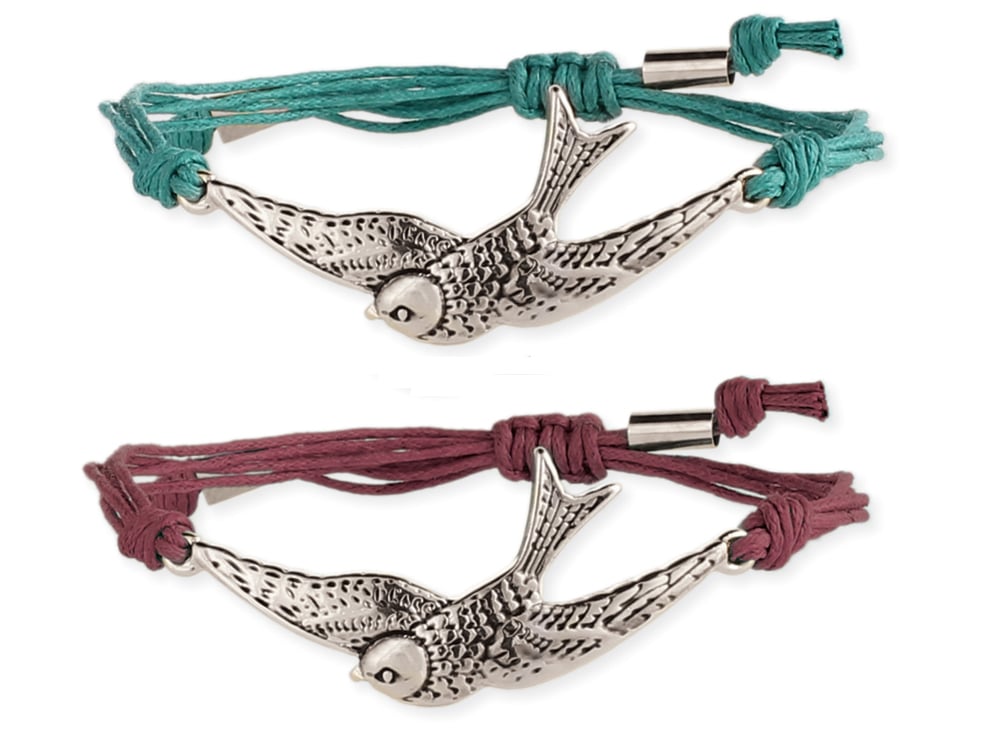 Image of Silver Bird Cord Pull Bracelet