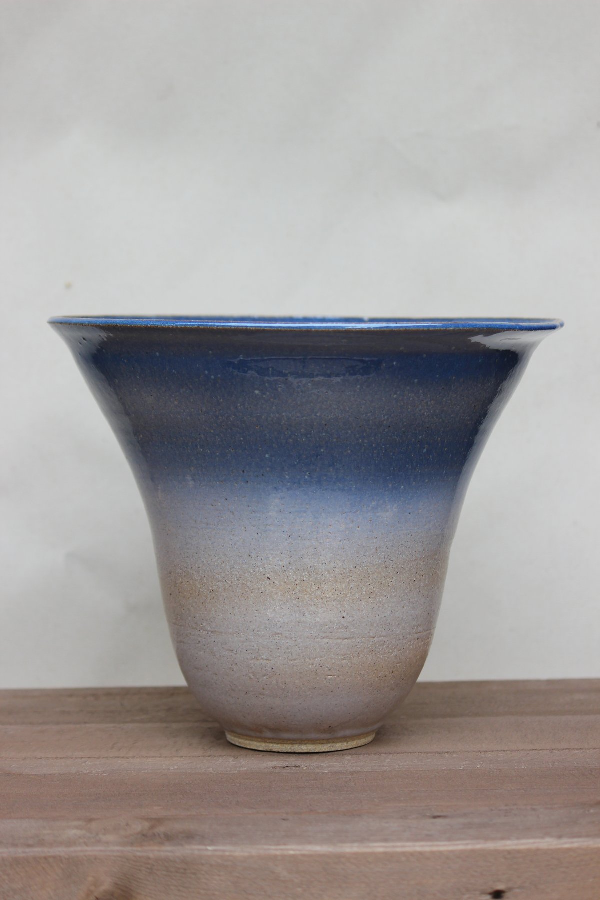 Image of Large Flared Vase in Pacific Ocean Blue Gradient