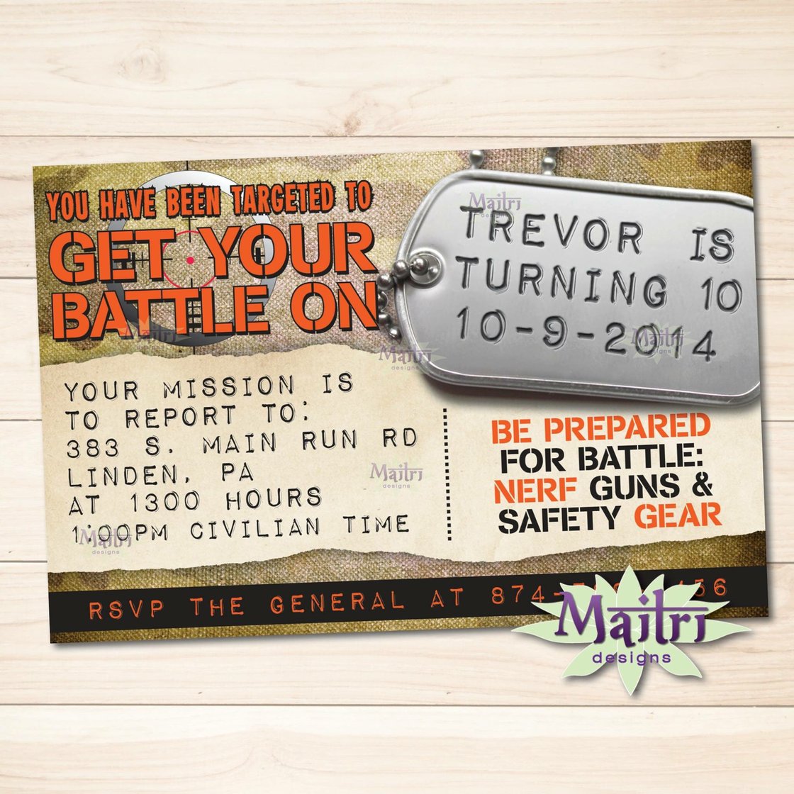 Image of Air soft Nerf Gun Battle Digital Invitation