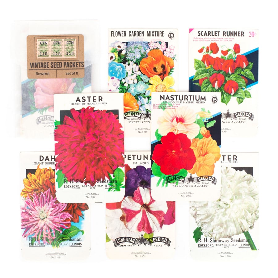 Image of Vintage Flower Seed Packets, No.1 - Set of 8
