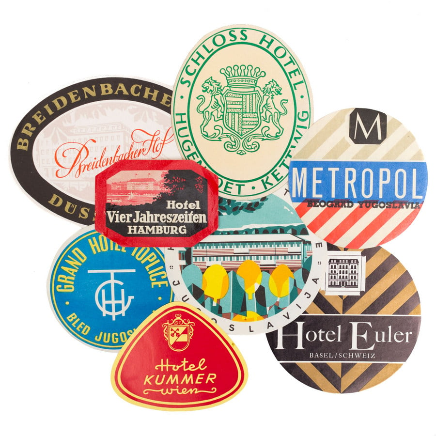 Image of Vintage Hotel Labels - Set of 3