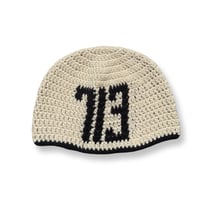 Off White with Black 713 Fitted Beanie