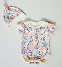 Onesie and Knot Hat Set- Flamingo Print