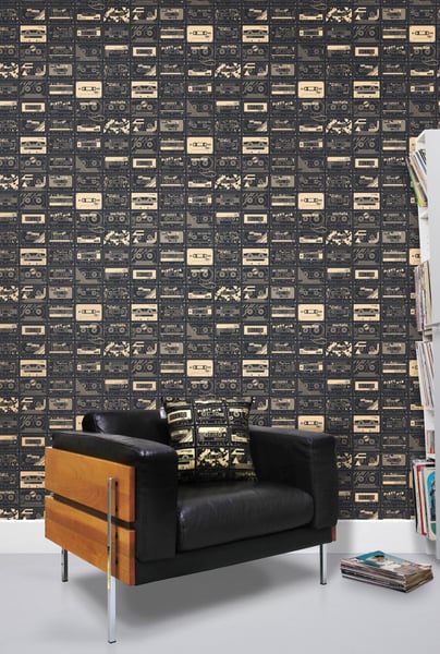 Image of C-60 Wallpaper - Chalkboard and Gold