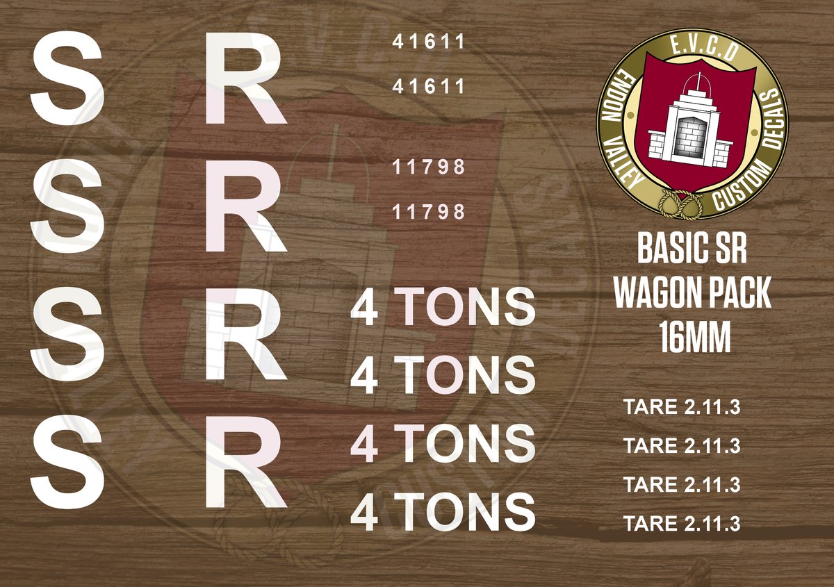 Basic SR Wagon Decals 16mm / 009 | Endon Valley Custom Decals