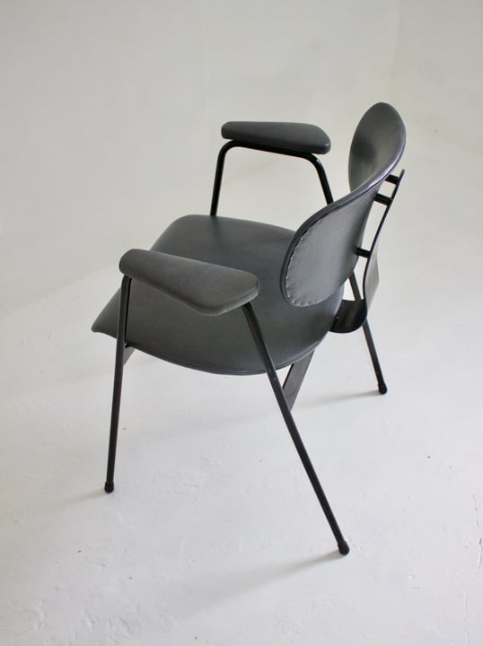 Image of Grey Leather Desk Chair by Van Der Meeren