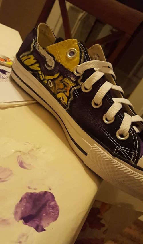 Image of custom painted canvas kids shoes