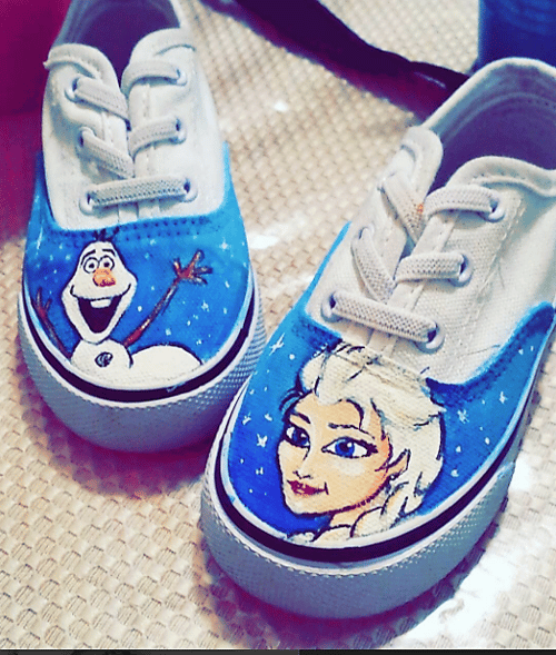 Image of custom painted canvas kids shoes