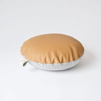 Image 1 of Leather Tab Cushion Cover - Tan Round with Felt