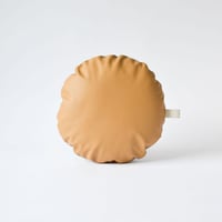Image 2 of Leather Tab Cushion Cover - Tan Round with Felt