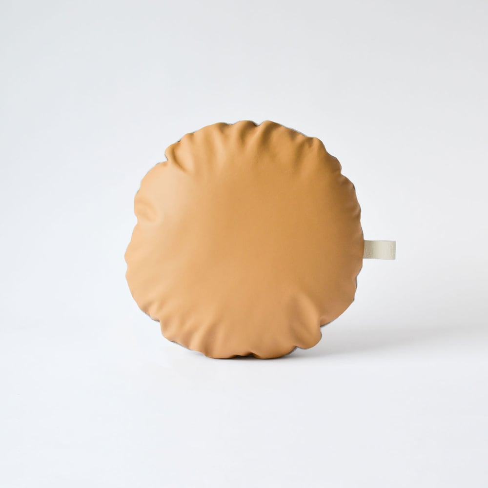 Image of Leather Tab Cushion Cover - Tan Round with Felt