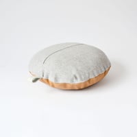Image 3 of Leather Tab Cushion Cover - Tan Round with Felt