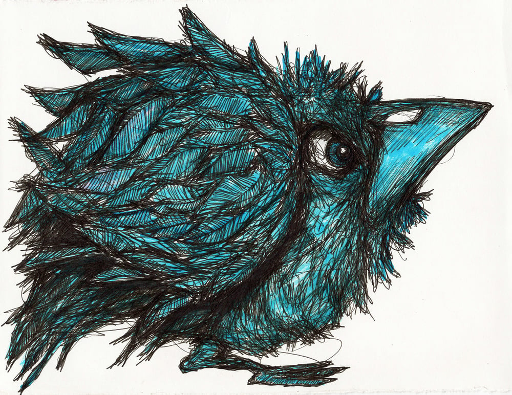 Image of Fat Blue Bird Drawing