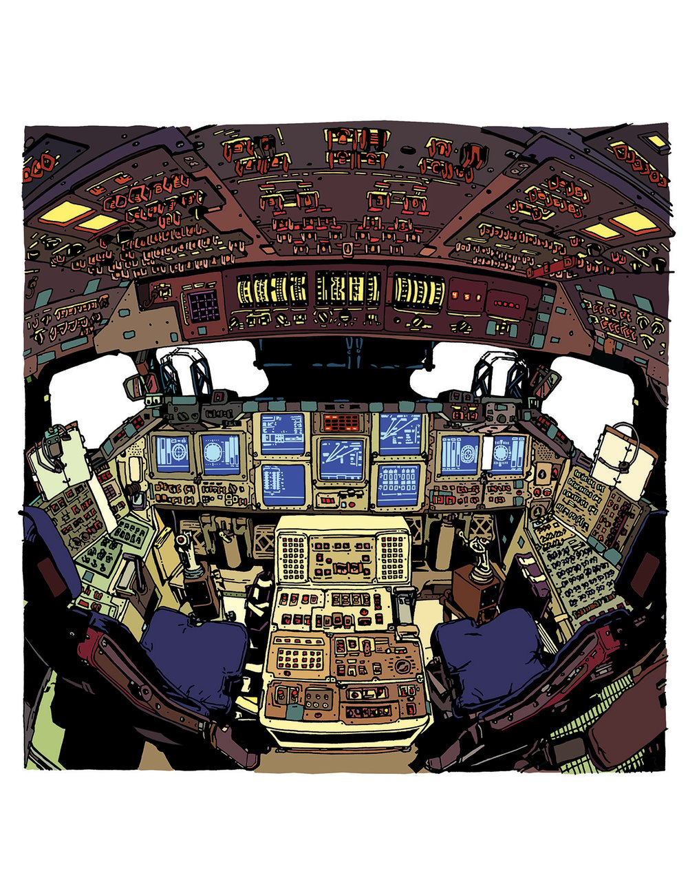 Image of Space Shuttle cockpit print
