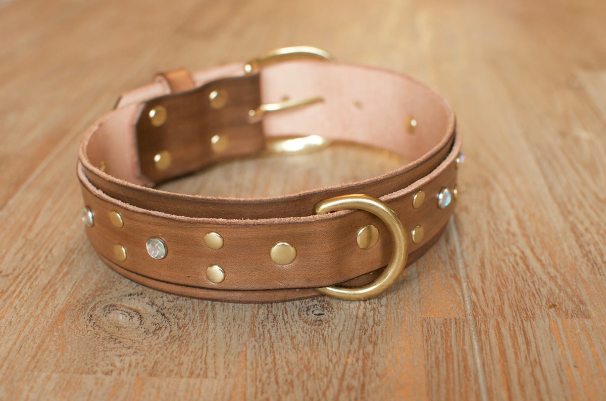 Katie Boxer Double Thickness Decorative Leather Dog Collar