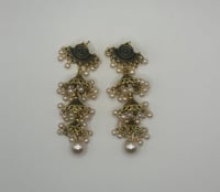 Image 1 of 3 tier pearl jhumka 