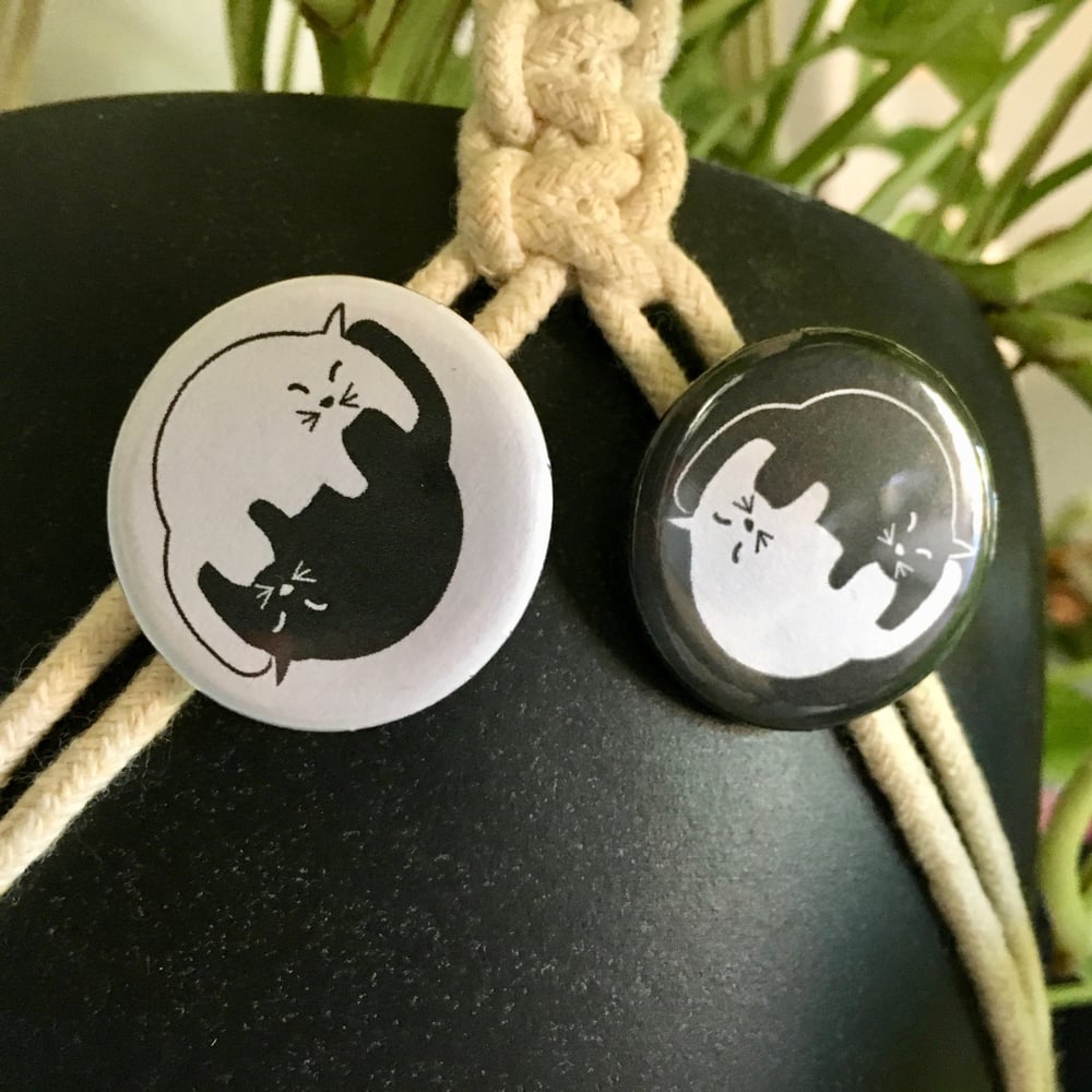 Image of Yin Yang Cats 1.25" pin-back button set