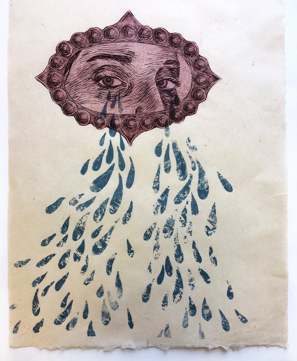 Image of Do You Like It When I Cry? ~ engraving & screenprint