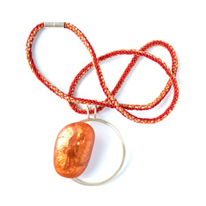 Image of Large Red + Gold Resin Pebble Necklace