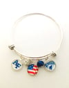 Air Force Academy Silver Bangle Bracelet with 2 charms