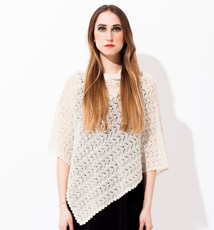 Image of Lace knitted Poncho                          Off white 
