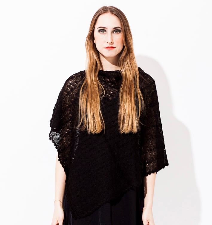 Image of Lace knitted Poncho                               Black
