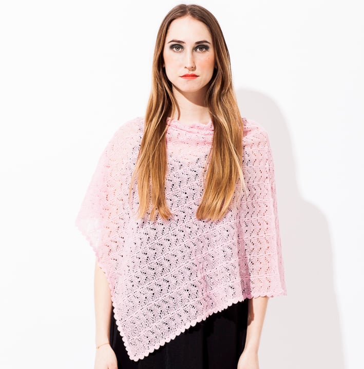 Image of Lace knitted poncho        Pink