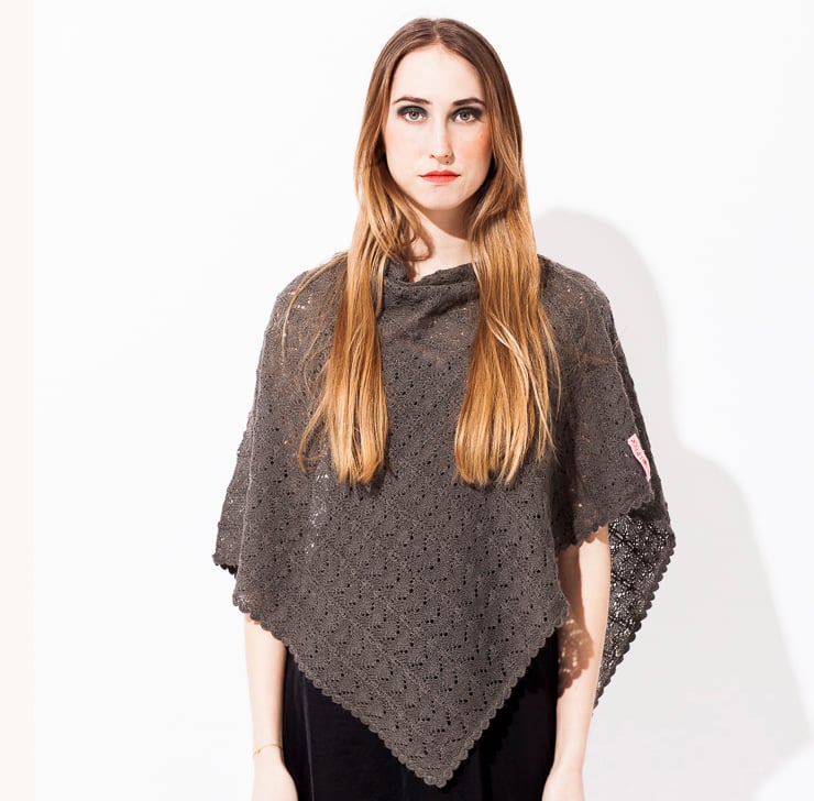 Image of Lace knitted poncho    Graphite