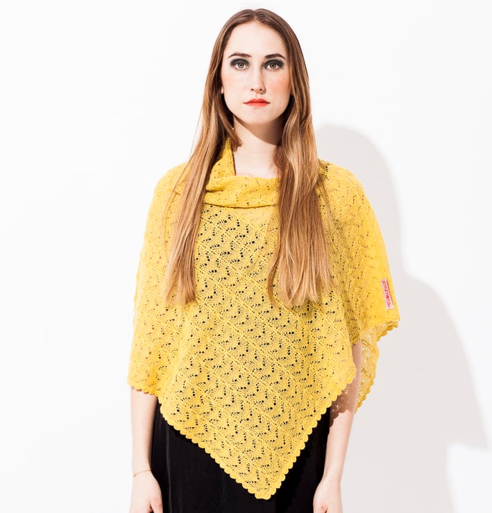 Image of Lace knitted poncho  Yellow