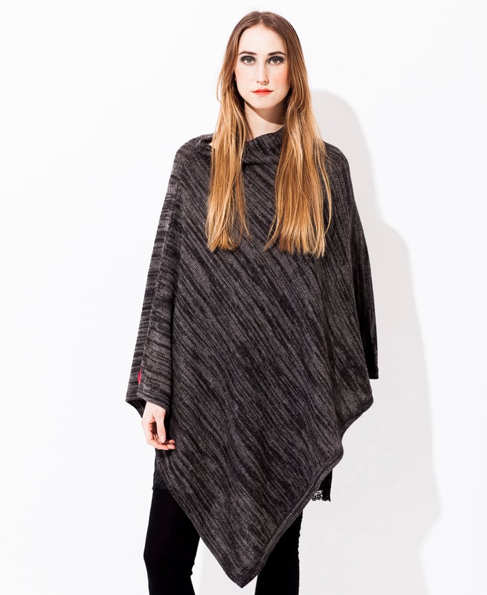 Image of Melange knitted poncho Grey