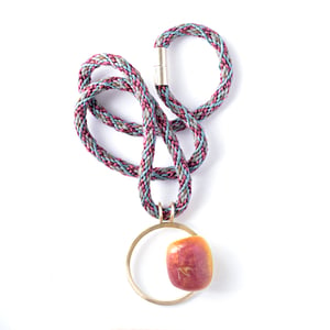 Image of Medium Rhubarb + Custard Resin Pebble Necklace 
